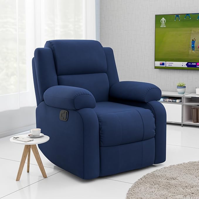 blue reclining sofa